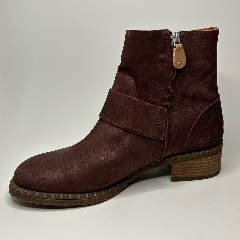 Kenneth Cole Gentle Souls Leather Moto Plumberrt Metallic Casual Bootie Size 7.5 - Picture 6 of 14